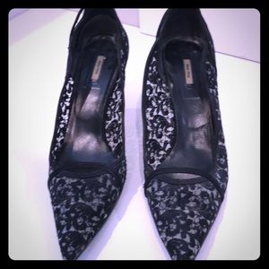 Miu miu Black lace low heels